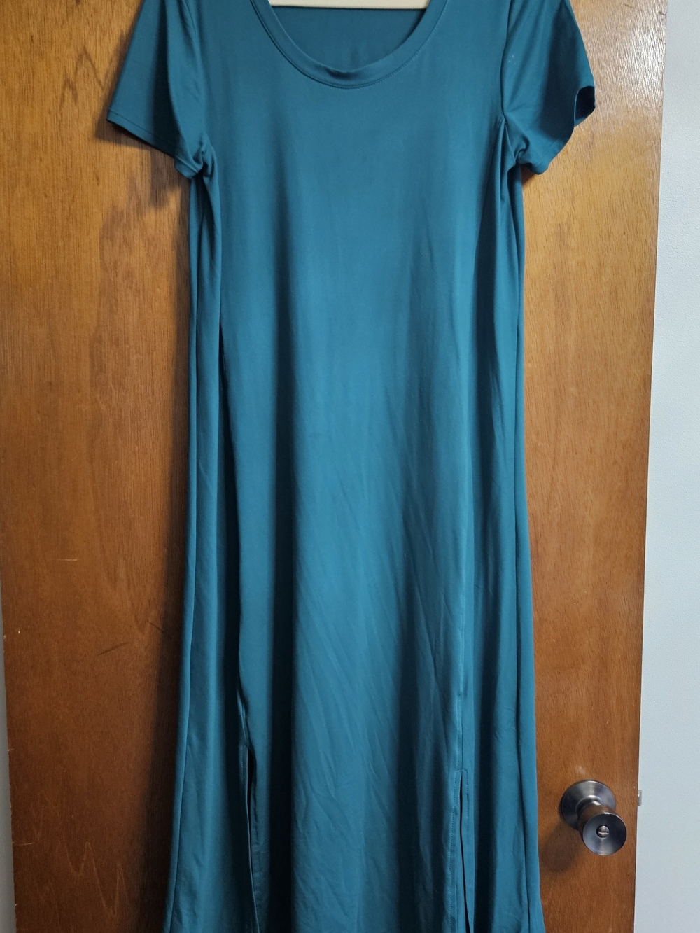 Cuddl Duds Teal Short-Sleeve Maxi Dress